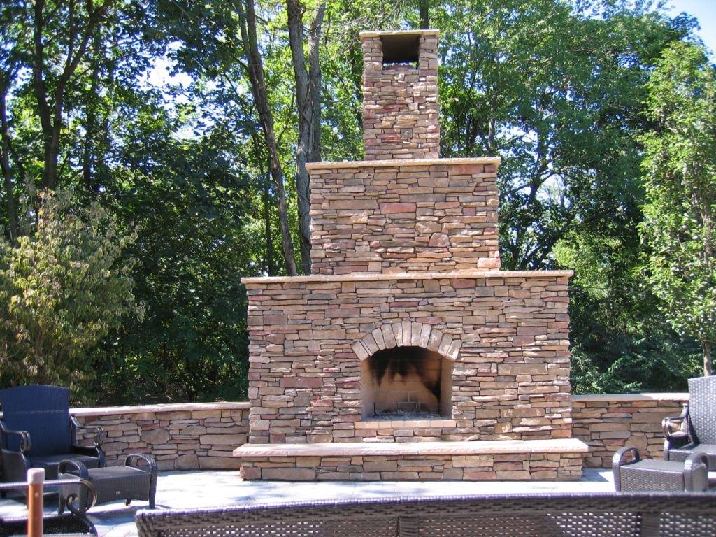 Outdoor Stone Fireplace- Custom Deck Designs- Amazing Deck