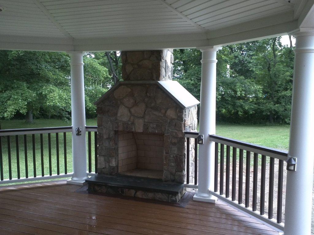 Outdoor Fireplace On Wooden Deck I Am Chris