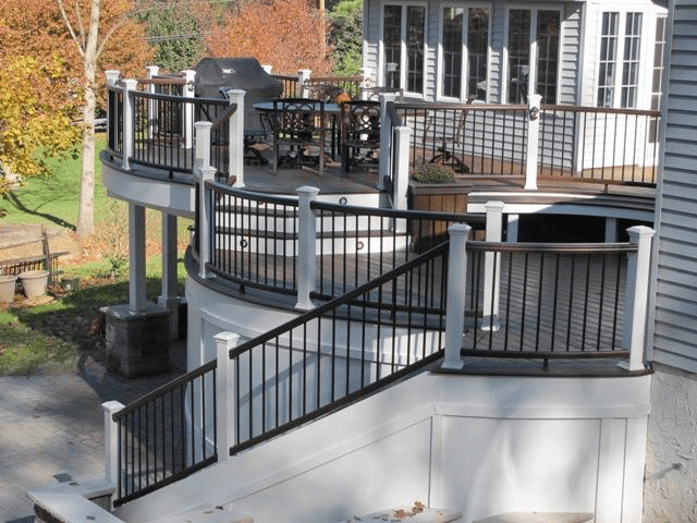 trex decking with railing and stairs