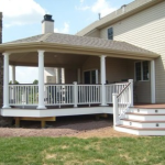 Deck with Roof and White Railing- Amazing Deck