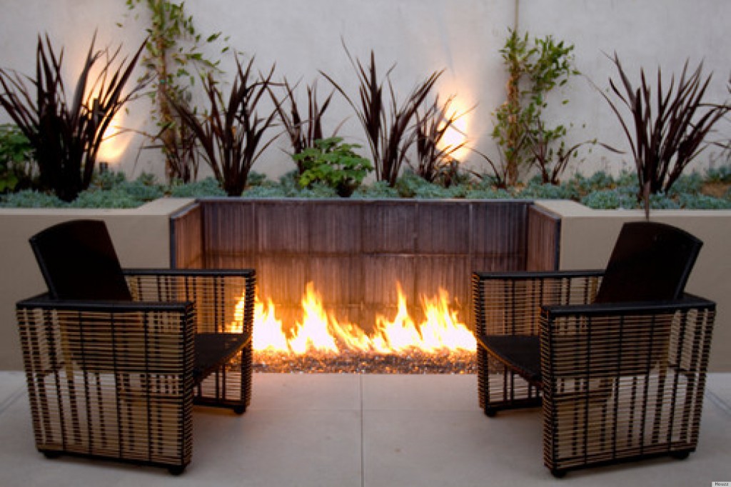 fire pit built into wall- patio fireplace designs- amazing deck