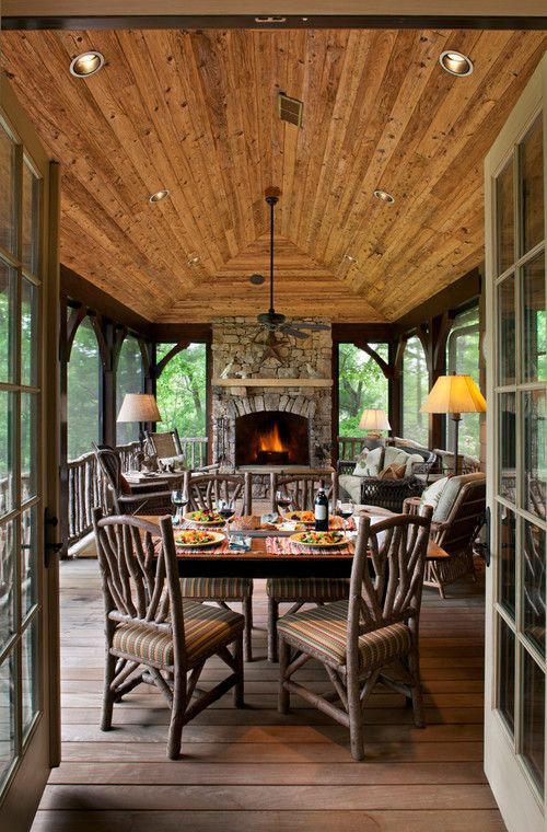 Custom Screened In Porch with Wooden Vaulted Ceiling- Screened In Porch Designs- Amazing Deck