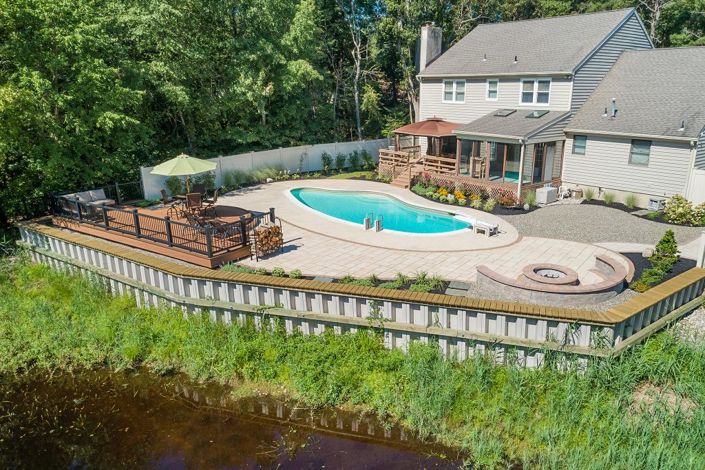 poolside deck in Marlton Burlington Township NJ