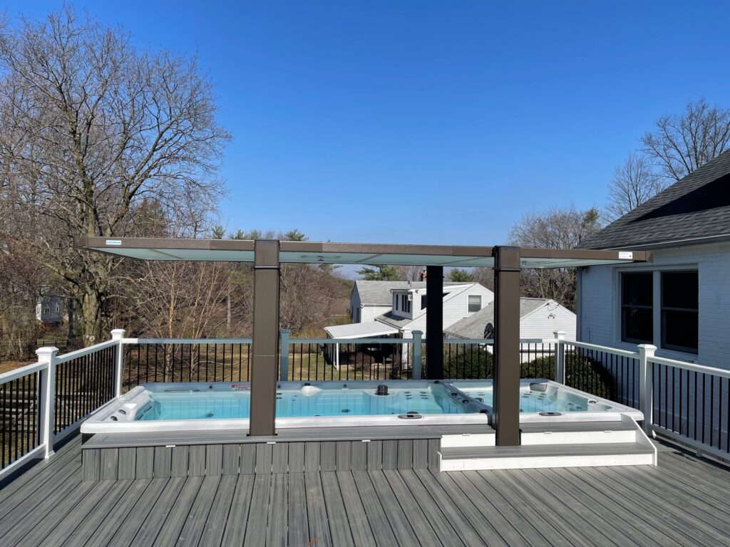 Deck surrounding pool in Penn Valley, Montgomery County PA